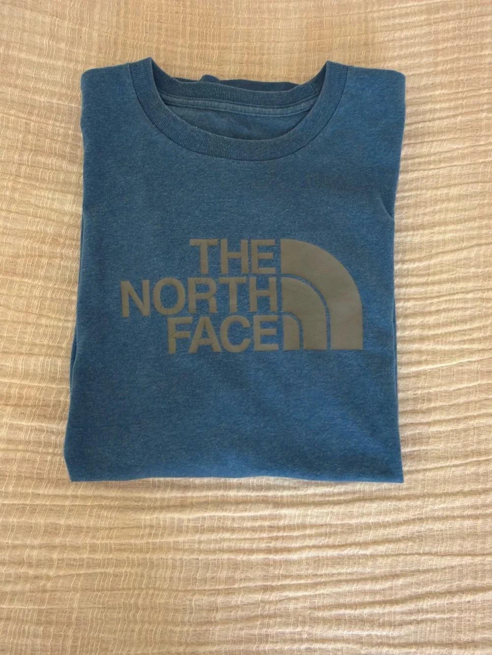 ⛰️The North Face Men's Blue Heather Graphic Logo Short Sleeve T-Shirt 🔵